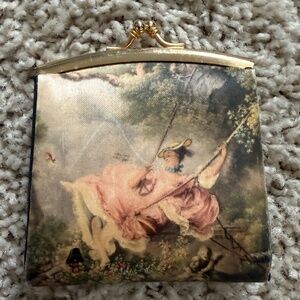Vintage Italy Coin Purse Ladies Wallet Garden Romantic French Provincial Scene